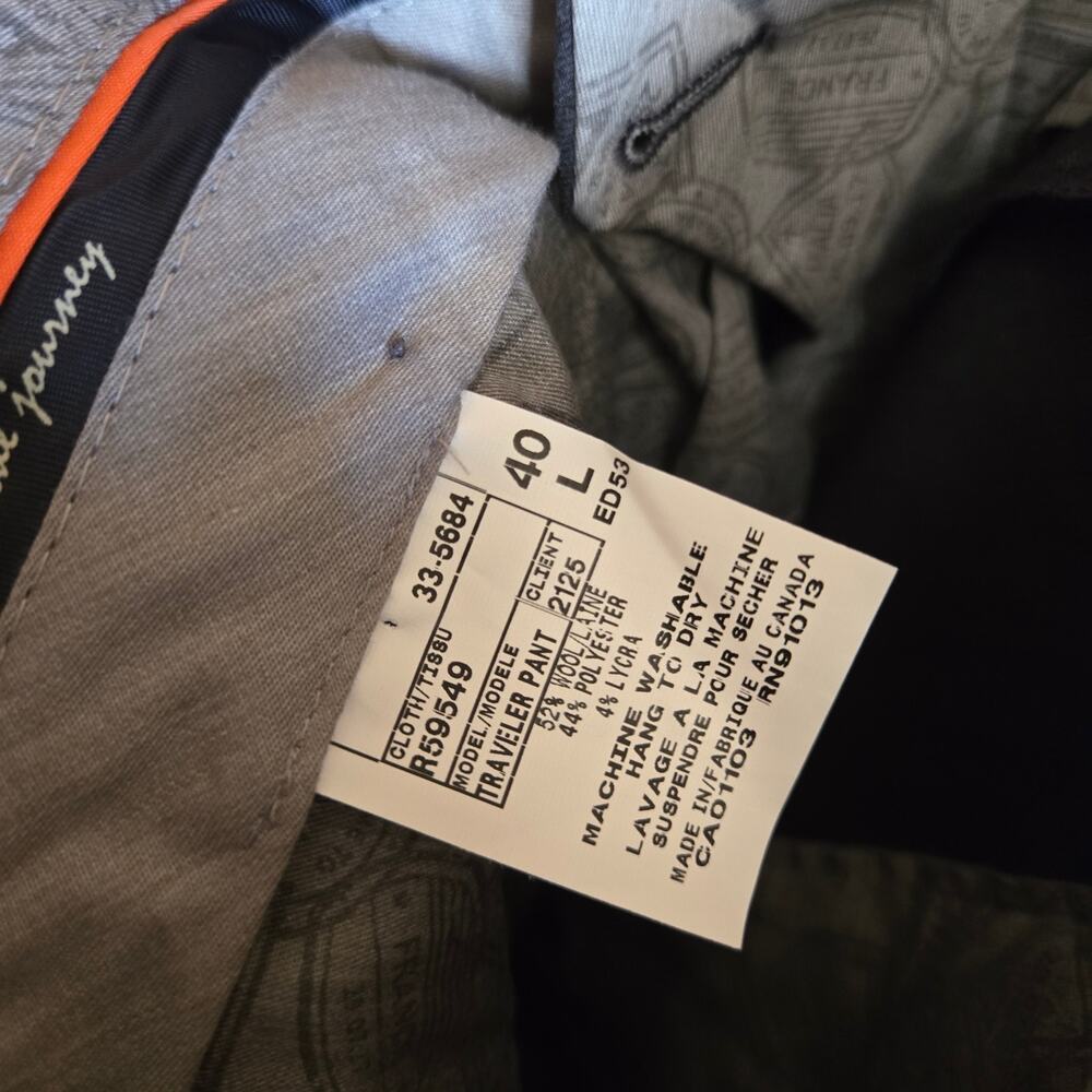 Riviera Jack Victor Traveler Pant NWT 40L Trouser Charcoal Gray Workwear Office - Picture 6 of 7
